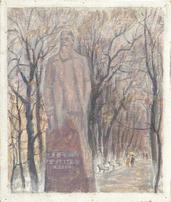 Дехтерева Татьяна Александровна. Эскиз к литографии «Памятник Ф.А. Афанасьеву в Иваново» 